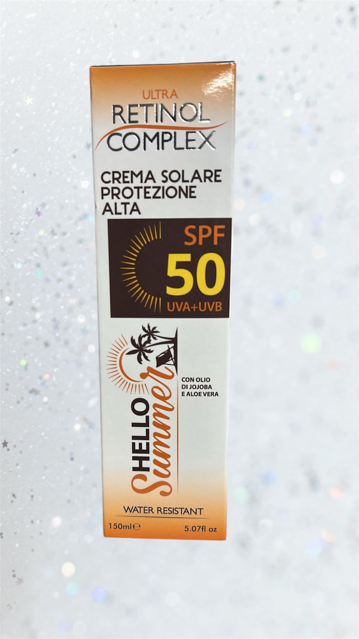 Crema solare protezione uva+uvb alta 50 olio di jojoba e aloe resistente allβacqua- con dosatore