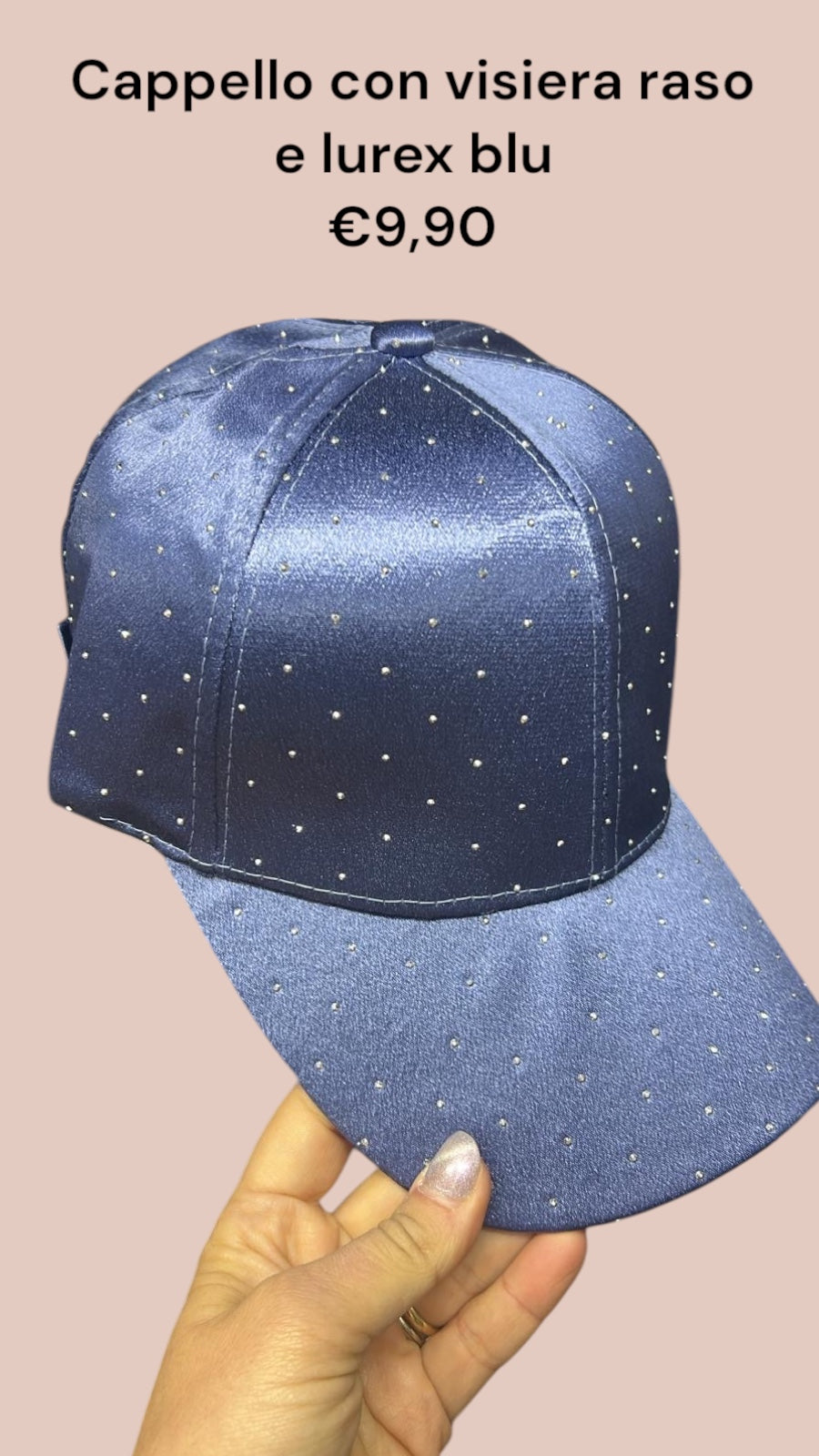 Cappello blu avio strass