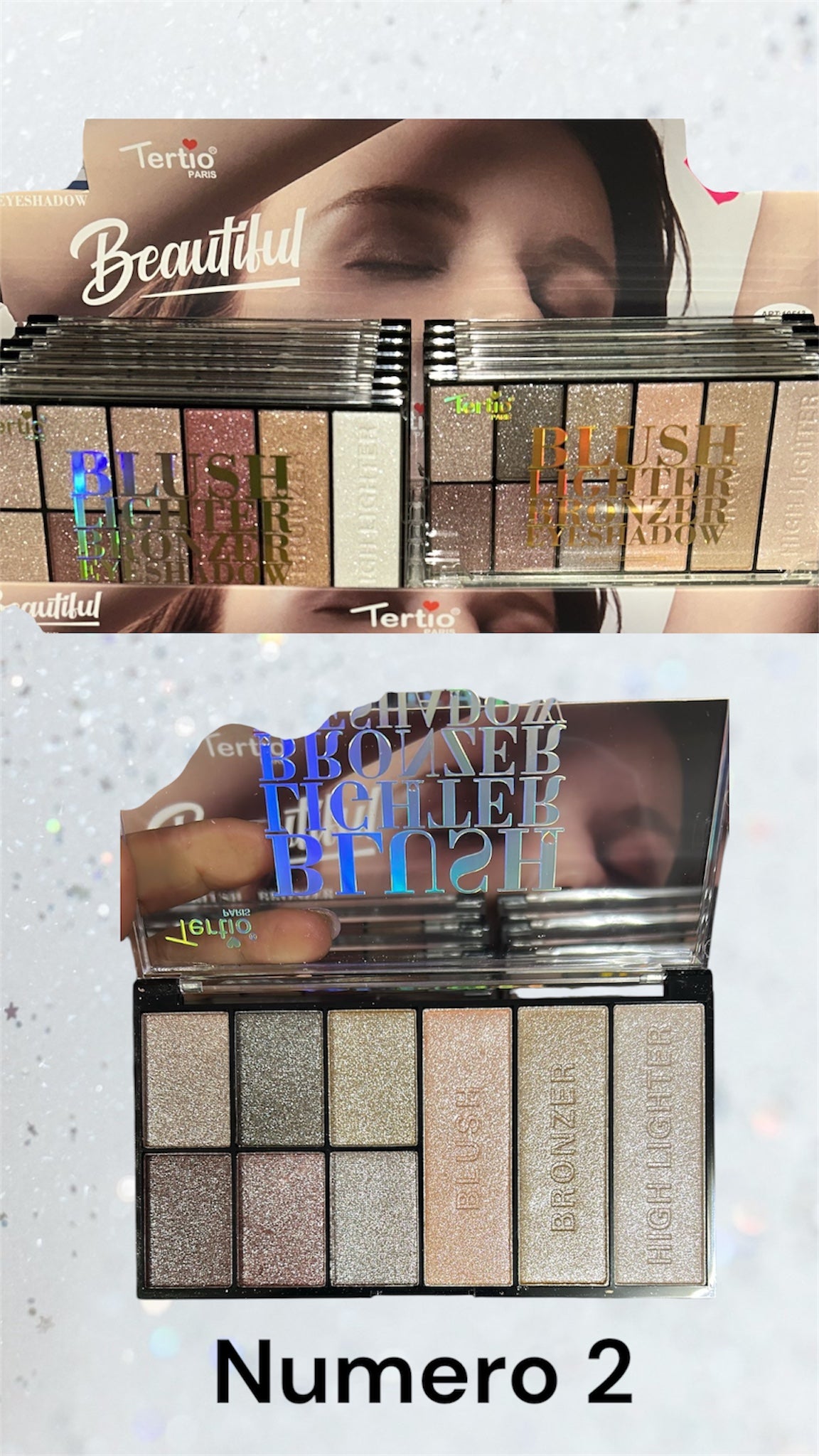 Palette illuminante blush bronzer e ombretti scintillanti num.2