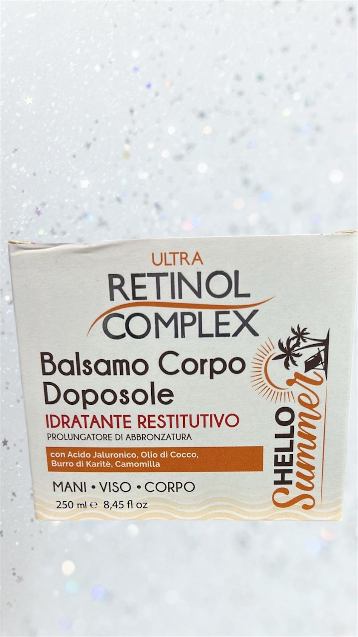 Balsamo corpo dopo sole idratante per mani viso e corpo- con acido ialuronico cocco burro di karite e camomilla