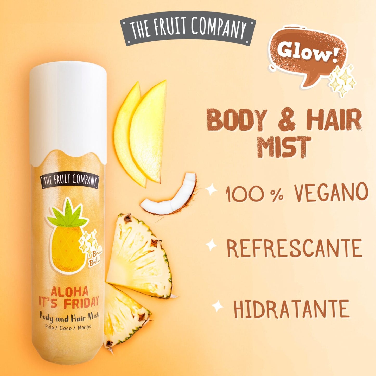 Acqua profumata corpo e capelli ananas cocco e mango 200 ml illuminante