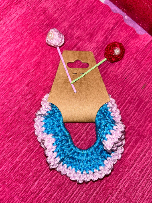 Elastico e Forcine per capelli Rosa-blu in crochet