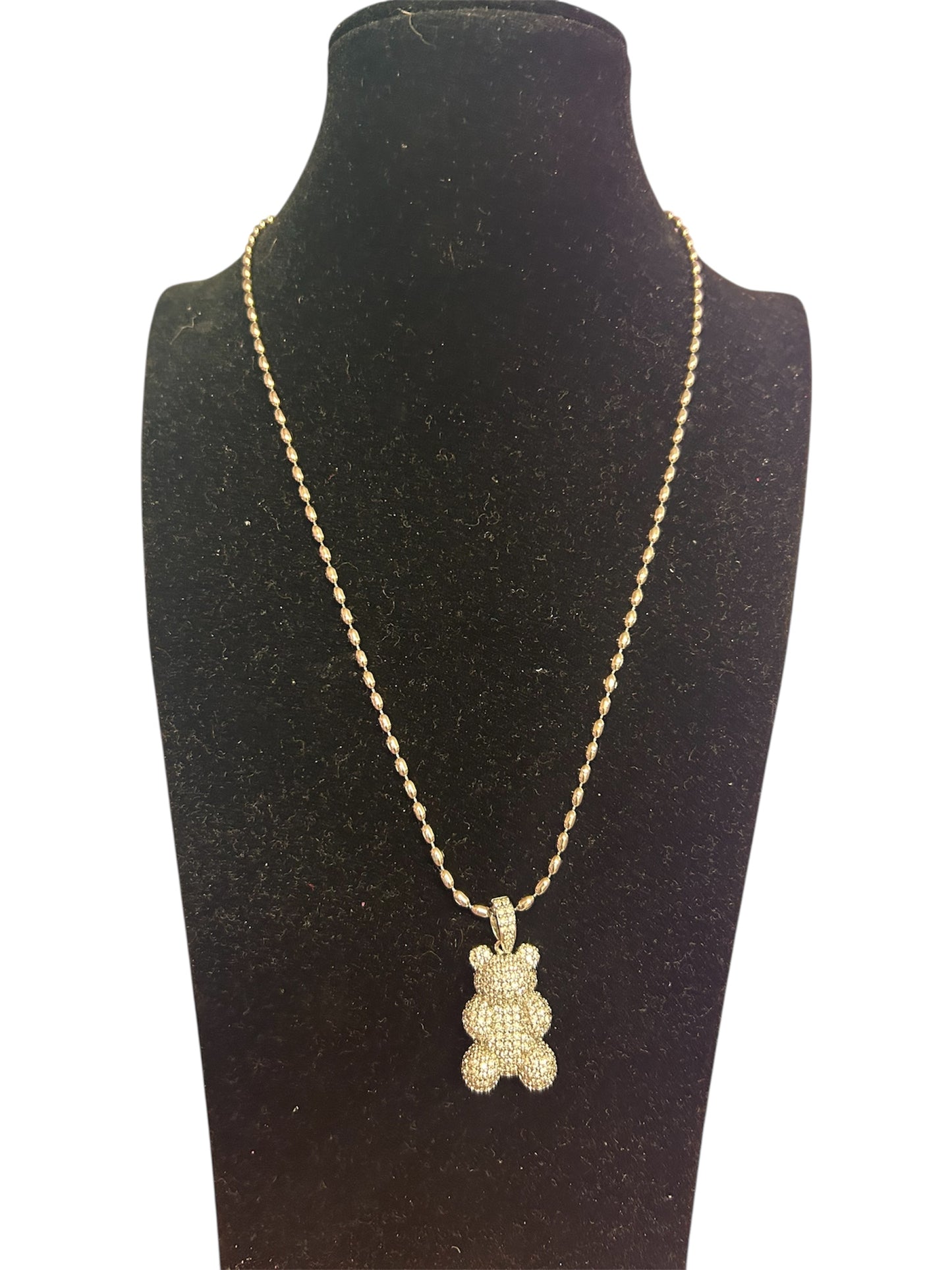 Collana silver Teddy con strass