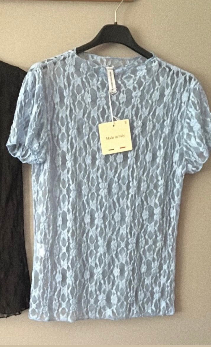 Maglia pizzo celeste taglia unica