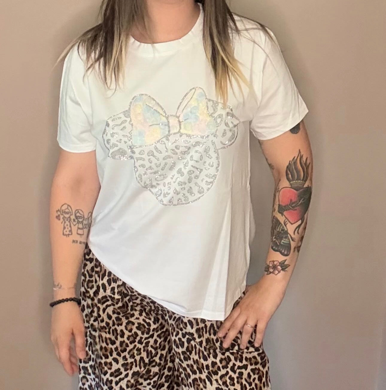 T shirt taglia unica minnie strass